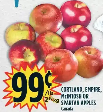 Marché Adonis Corland, empire, mcintosh or spartan apples offer