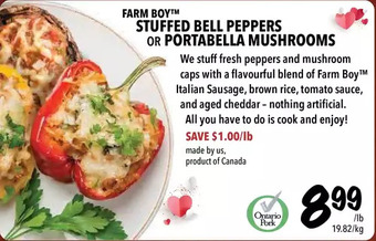 Farm Boy Farm boy stuffed bell peppers or portabella mushrooms offer
