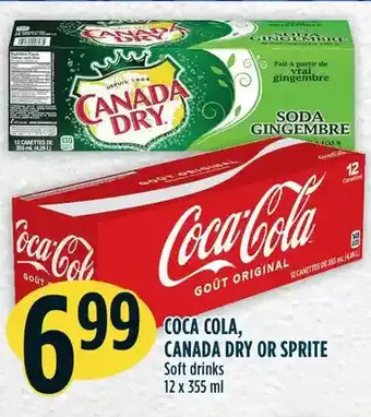 Marché Adonis Coca cola, canada dry or sprite soft drinks offer