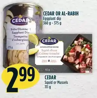 Marché Adonis Cedar or al-rabih eggplant dip | cedar squid or mussels offer
