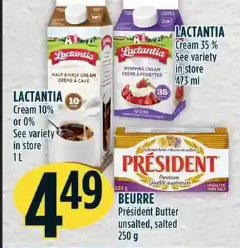 Marché Adonis Lactantia cream 35% | lactantia cream 10% or 0% | beurre président butter offer