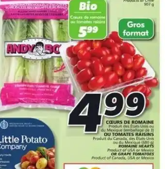 IGA Romaine hearts or grape tomatoes offer