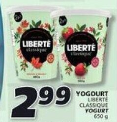 IGA Liberte classique yogurt 650g offer