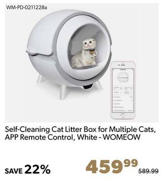 Shopper+ Self-cleaning cat litter box for multiple cats, app remote control, white - womeow offer