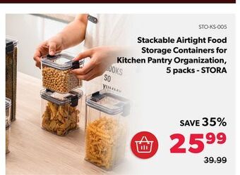 Shopper+ Stackable airtight food storage containers for kitchen pantry organization, 5 packs - stora offer