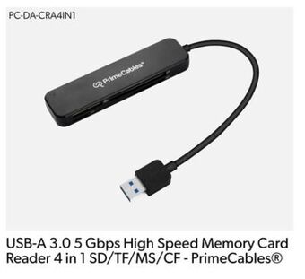 Shopper+ Usb-a 3.0 5 gbps high speed memory card reader 4 in 1 sd/tf/ms/cf - primecables offer