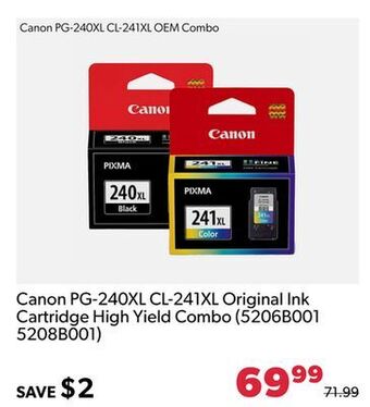 Shopper+ Canon pg-240xl cl-241xl original ink cartridge high yield combo (5206b001 5208b001) offer
