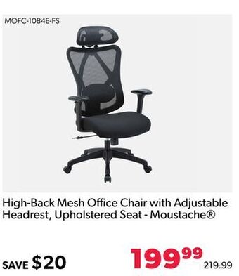 Shopper+ High-back mesh office chair with adjustable headrest, upholstered seat - moustache offer