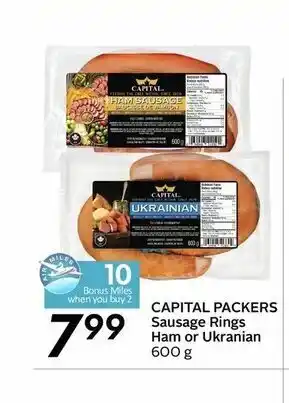 Sobeys Capital Packers Sausage Rings Ham or Ukranian offer