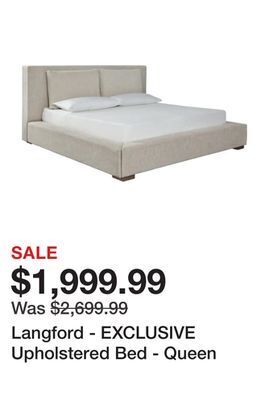 Ashley Furniture Langford - exclusive upholstered bed - queen offer