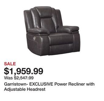 Ashley Furniture Garristown- exclusive power recliner with adjustable headrest offer