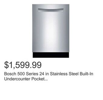 Costco Bosch 500 series 24 in stainless steel built-in undercounter pocket handle dishwasher with third rack offer