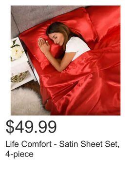 Costco Life comfort - satin sheet set, 4-piece offer