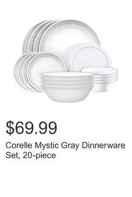 Costco Corelle mystic gray dinnerware set, 20-piece offer