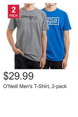Costco O'neill men's t-shirt, 2-pack offer