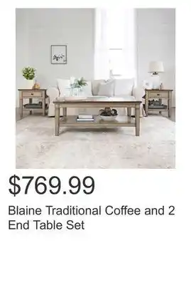 Costco Blaine traditional coffee and 2 end table set offer