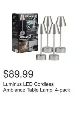 Costco Luminus led cordless ambiance table lamp, 4-pack offer