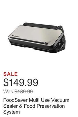 Costco Foodsaver multi use vacuum sealer & food preservation system offer