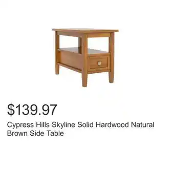 Costco Cypress hills skyline solid hardwood natural brown side table offer