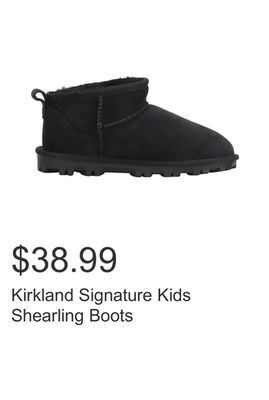 Costco Kirkland signature kids shearling boots offer