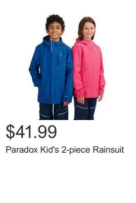Costco Paradox kid's 2-piece rainsuit offer