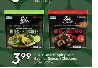 Sobeys Sol Cuisine Spicy Black Bean or Spinach Chickpea Bite offer