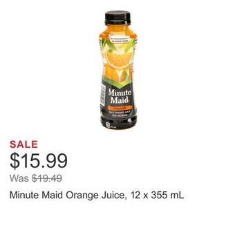 Costco Minute maid orange juice, 12 x 355 ml offer