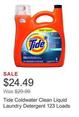 Costco Tide coldwater clean liquid laundry detergent 123 loads offer