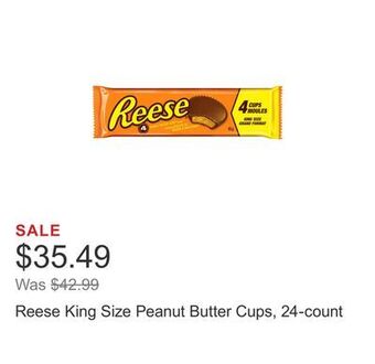 Costco Reese king size peanut butter cups, 24-count offer