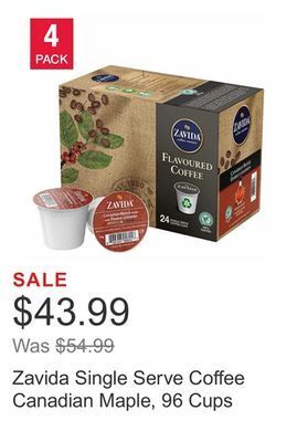 Costco Zavida single serve coffee canadian maple, 96 cups offer