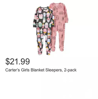 Costco Carter’s girls blanket sleepers, 2-pack offer