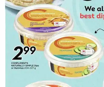 Sobeys Compliments Naturally Simple Dips or Hummus offer