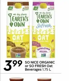 Sobeys So Nice Organic so Fresh Oat beverages offer