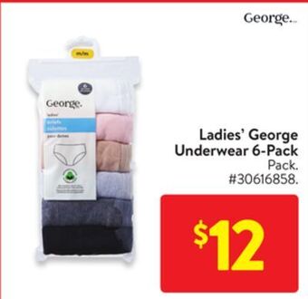 Walmart Ladies' george underwear 6-pack offer