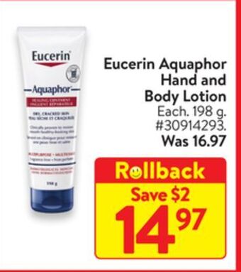 Walmart Eucerin aquaphor hand and body lotion offer
