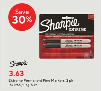 Staples Sharpie extreme permanent fine markers, 2 pk offer