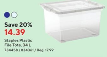Staples Staples plastic file tote, 34l offer