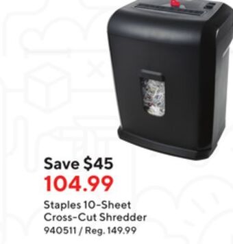 Staples Staples 10-sheet cross-cut shredder offer