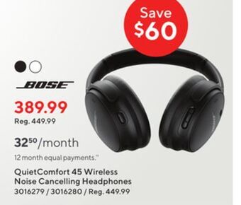 Staples Bose quietcomfort 45 wireless noise cancelling headphones offer