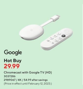Staples Chromecast with google tv (hd) offer