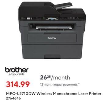 Staples Brother mfc-l2710dw wireless monochrome laser printer offer