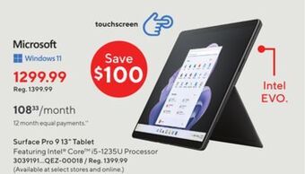Staples Microsoft surface pro 9 13" tablet offer