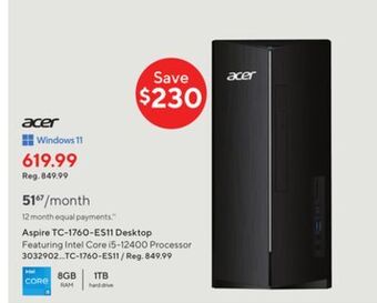 Staples Acer aspire tc-1760 - es11 desktop offer