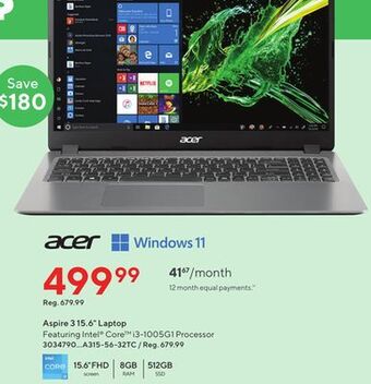 Staples Acer aspire 3 15.6" laptop offer