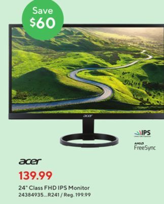 Staples Acer 24" class fhd ips monitor offer