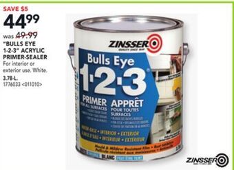 Lowe's Zinsser "bulls eye 1-2-3" acrylic primer-sealer offer