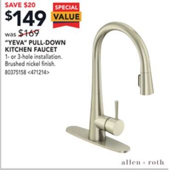 Lowe's Allen + roth "yeva" pull-down kitchen faucet offer