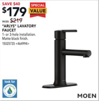 Lowe's Moen "arlys" lavatory faucet offer