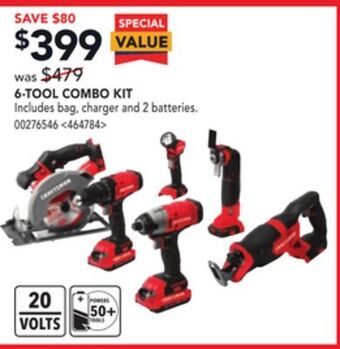 Lowe's Craftsman 6-tool combo kit offer