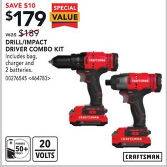 Lowe's Craftsman drill/impact driver combo kit offer